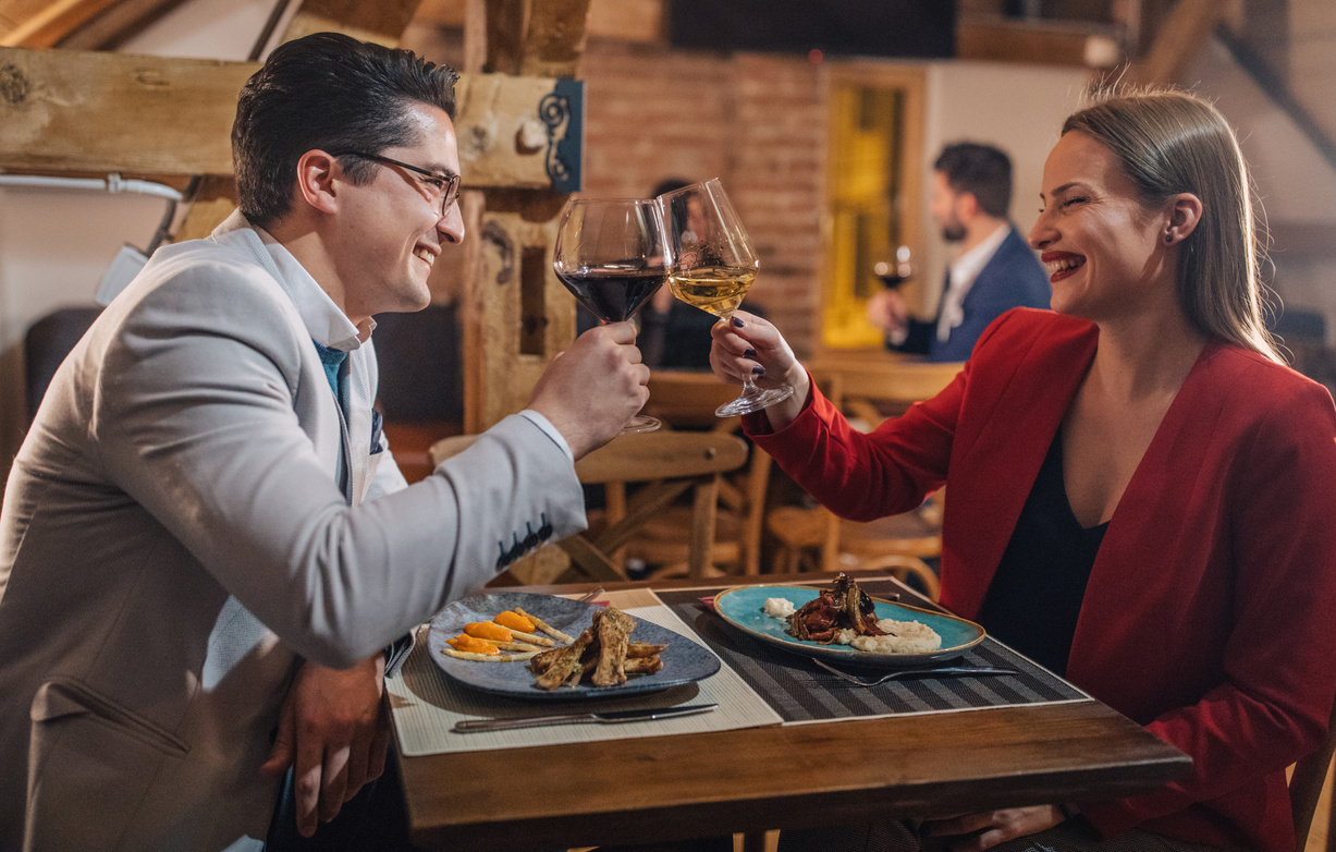 Couple having romantic dinner