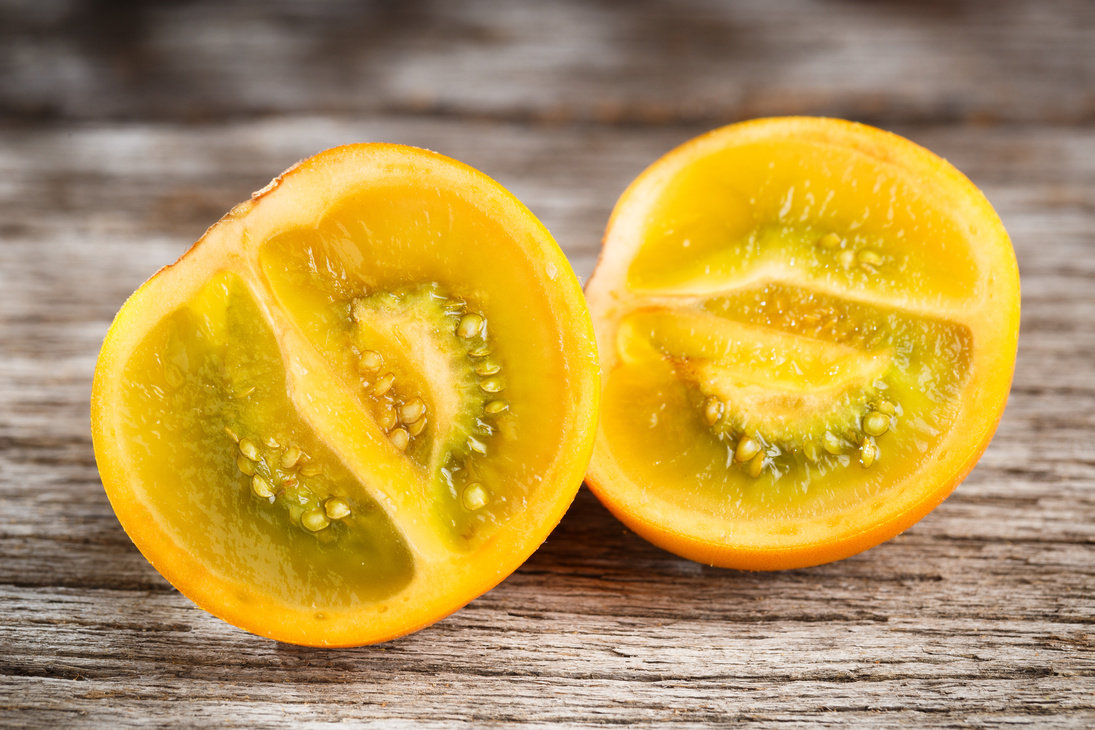 Fruit of lulo or naranjilla on wood