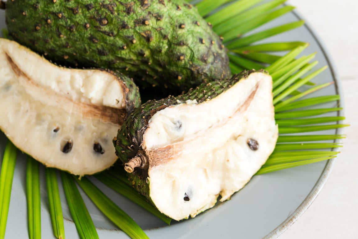 Tropical fruit Guanabana on plate